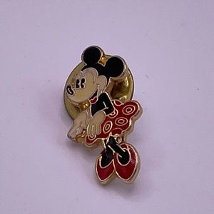 Vintage Disney Minnie Mouse Swirl Skirt Souvenir Hat Jacket Tie Lapel Pin